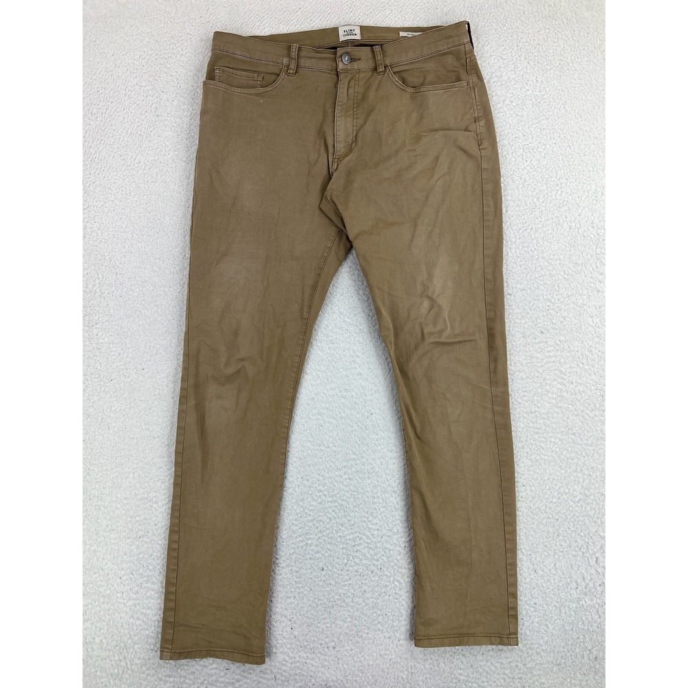 Flint And Tinder Pants Mens 33x32 Brown Slim Fit Stretch 5 Pocket Chino Casual